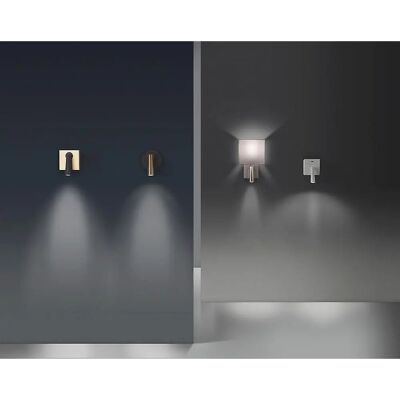 Luz de lectura LED Gamma en oro satinado y blanco Luz de lectura LED Gamma en oro satinado y blanco