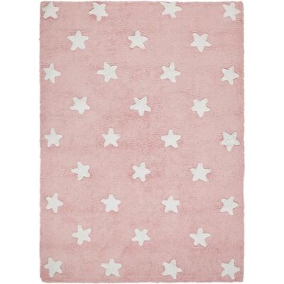 Tapis étoiles en coton bio rose blanc Lorena Canals - Publicité Tapis étoiles en coton bio rose blanc Lorena Canals - Publicité
