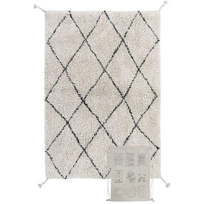 Lorena Canals - Mini vaskbar bomullsteppe - Natur/svart - 70x100cm Lorena Canals - Mini vaskbar bomullsteppe - Natur/svart - 70x100cm