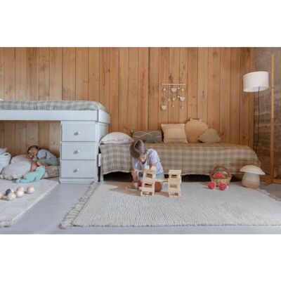 Tapis en Laine Beige et Blanc Lorena Canals - Finition à Franges Fait Main - Publicité Tapis en Laine Beige et Blanc Lorena Canals - Finition à Franges Fait Main - Publicité
