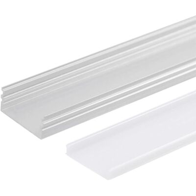 GREENICE Aluminiumprofil für doppelte LED-Leiste - Opal-Diffusor - 2m GREENICE Aluminiumprofil für doppelte LED-Leiste - Opal-Diffusor - 2m
