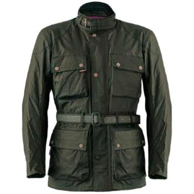 Giacca da moto Garibaldi Heritage Verde - Cotone cerato, Protezioni CE, Impermeabile Giacca da moto Garibaldi Heritage Verde - Cotone cerato, Protezioni CE, Impermeabile