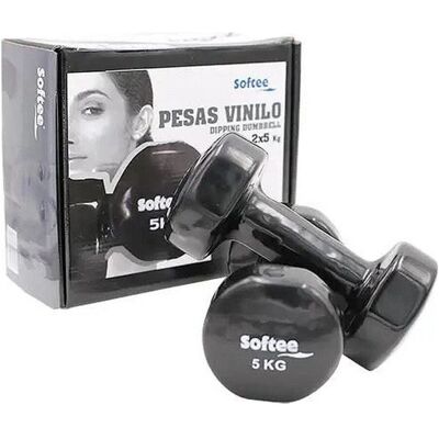 Ensemble d'Haltères en Vinyle Softee - 5kg - Noir - Publicité Ensemble d'Haltères en Vinyle Softee - 5kg - Noir - Publicité