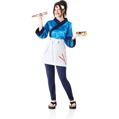Marque Modèle Costume de chef sushi bleu pour femme - Costumes - Publicité Marque Modèle Costume de chef sushi bleu pour femme - Costumes - Publicité