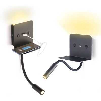 Barcelona Led - Vägglampa med justerbart läsljus och USB-laddare Barcelona Led - Vägglampa med justerbart läsljus och USB-laddare