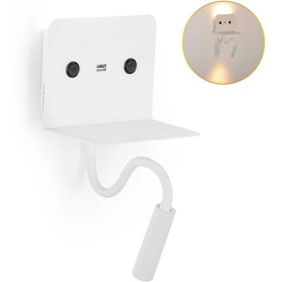 Barcelona LED Oprawa ścienna - Regulowana lampa do czytania z USB - Biały Barcelona LED Oprawa ścienna - Regulowana lampa do czytania z USB - Biały
