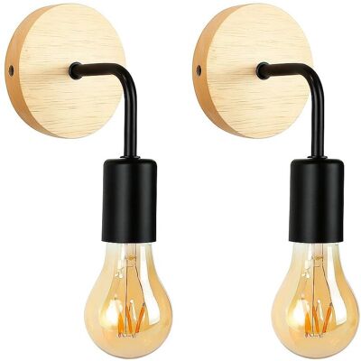 Barcelona LED - Pack de 2 apliques de pared en madera con flexo de metal Barcelona LED - Pack de 2 apliques de pared en madera con flexo de metal