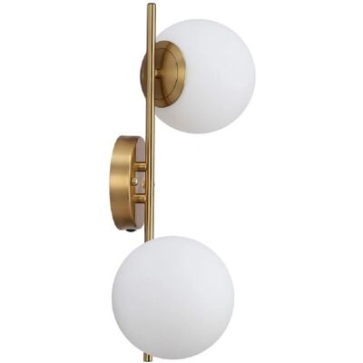 Lámpara de Pared Doble Barcelona - Duradera con Cristal Opalino y Acabado Dorado Lámpara de Pared Doble Barcelona - Duradera con Cristal Opalino y Acabado Dorado