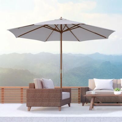 Sombrilla de jardín de bambú Outsunny - Altura ajustable, doble ventilación - Ø300x250 cm Sombrilla de jardín de bambú Outsunny - Altura ajustable, doble ventilación - Ø300x250 cm