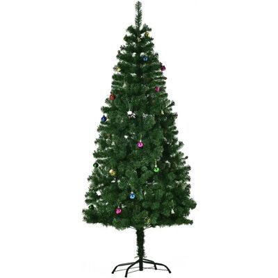 Árbol de Navidad Artificial Homcom 180 cm con 624 Ramas y Decoraciones - Decoración Navideña Árbol de Navidad Artificial Homcom 180 cm con 624 Ramas y Decoraciones - Decoración Navideña