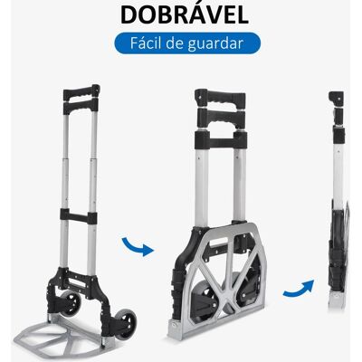 Homcom Carretilla Plegable Portátil – 70kg, Aluminio, Mango Ajustable - Carro Homcom Carretilla Plegable Portátil – 70kg, Aluminio, Mango Ajustable - Carro
