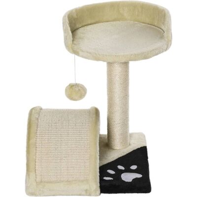 Pawhut 2-niveau Krabpaal met Post en Hangende Bal 35,5x37x46 cm - (D30-033) beige Pawhut 2-niveau Krabpaal met Post en Hangende Bal 35,5x37x46 cm - (D30-033) beige