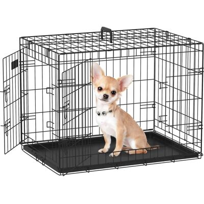 Jaula para Perros PawHut - Transportín Plegable de Acero con 2 Puertas Jaula para Perros PawHut - Transportín Plegable de Acero con 2 Puertas