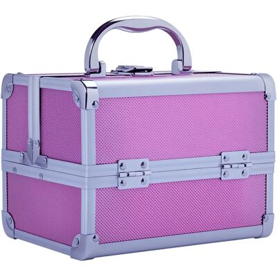 Maletín de Maquillaje Rosa Homcom - 3 Niveles, Espejo, Con Llaves Maletín de Maquillaje Rosa Homcom - 3 Niveles, Espejo, Con Llaves
