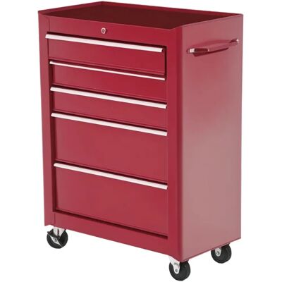 Carro de Herramientas Homcom con 5 Cajones - Acero, Rojo, Con Cerradura Carro de Herramientas Homcom con 5 Cajones - Acero, Rojo, Con Cerradura
