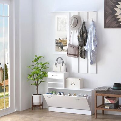 Conjunto de Muebles de Entrada Homcom - Blanco - Mueble 3 en 1 Multifuncional Conjunto de Muebles de Entrada Homcom - Blanco - Mueble 3 en 1 Multifuncional