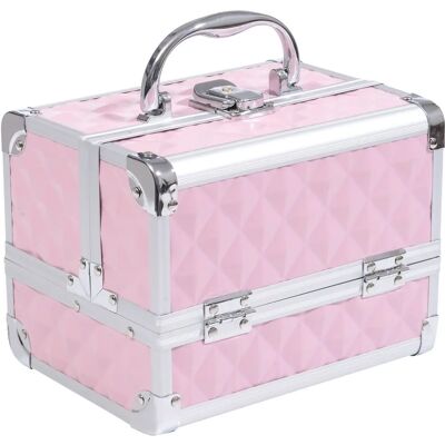 Maletín de Maquillaje Homcom Rosa con Cerradura - Viaje y Hogar Maletín de Maquillaje Homcom Rosa con Cerradura - Viaje y Hogar