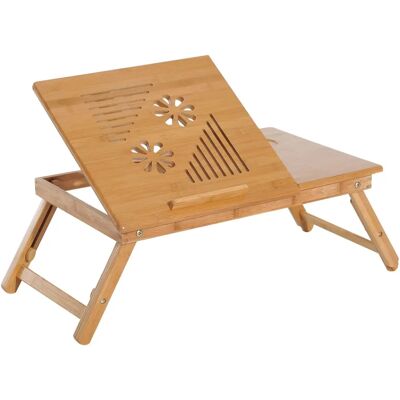 HOMCOM Mesa de Bambú para Portátil - Ajustable, Plegable y Portátil HOMCOM Mesa de Bambú para Portátil - Ajustable, Plegable y Portátil
