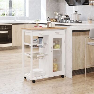 Carrito de Cocina Homcom de Bambú con Almacenamiento - Moderno, Compacto, Multiuso Carrito de Cocina Homcom de Bambú con Almacenamiento - Moderno, Compacto, Multiuso
