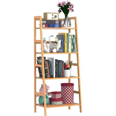 Estantería de Bambú Homcom Escalera 4 Niveles Organizador Hogar Estantería de Bambú Homcom Escalera 4 Niveles Organizador Hogar
