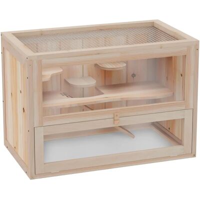 Cage en Bois PawHut pour Hamster à 2 Niveaux - Habitat Petits Rongeurs - Publicité Cage en Bois PawHut pour Hamster à 2 Niveaux - Habitat Petits Rongeurs - Publicité