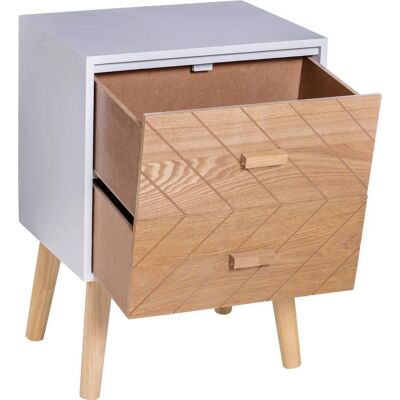 HOMCOM Mesita de Noche Blanco Natural - Mesa de Almacenamiento Elegante HOMCOM Mesita de Noche Blanco Natural - Mesa de Almacenamiento Elegante