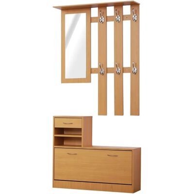 Conjunto de Muebles de Entrada Homcom - 3 en 1 Espejo Zapatero Conjunto de Muebles de Entrada Homcom - 3 en 1 Espejo Zapatero