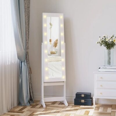 Armoire à bijoux HOMCOM avec lumières LED - Miroir pleine longueur, Blanc - Publicité Armoire à bijoux HOMCOM avec lumières LED - Miroir pleine longueur, Blanc - Publicité