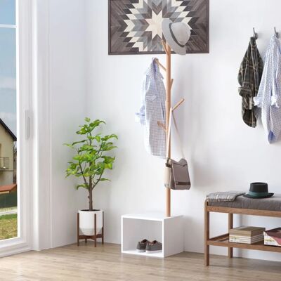 Perchero Moderno en Forma de Árbol con Banco de Almacenamiento Perchero Moderno en Forma de Árbol con Banco de Almacenamiento