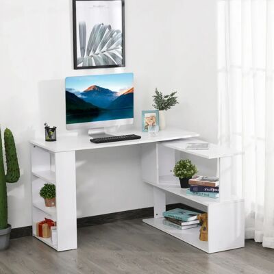 Escritorio Esquinero Giratorio Homcom Blanco 3 en 1 Escritorio Esquinero Giratorio Homcom Blanco 3 en 1