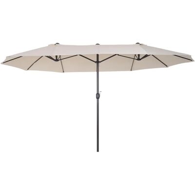 Sombrilla Doble Outsunny 4,55 m Jardín Resistente UV Manivela Beige Sombrilla Doble Outsunny 4,55 m Jardín Resistente UV Manivela Beige