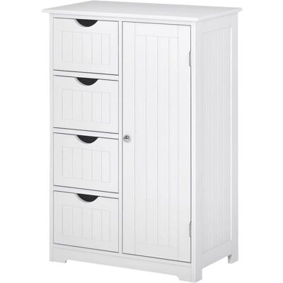 Armario Auxiliar Blanco para Baño o Entrada - 56x30x83cm Kleankin Armario Auxiliar Blanco para Baño o Entrada - 56x30x83cm Kleankin