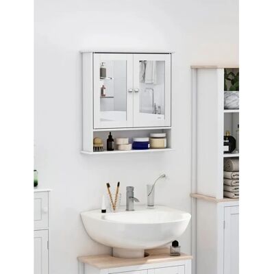 Armario de Pared con Espejo Kleankin - Blanco, 56x13x58cm - Almacenamiento para Baño Armario de Pared con Espejo Kleankin - Blanco, 56x13x58cm - Almacenamiento para Baño
