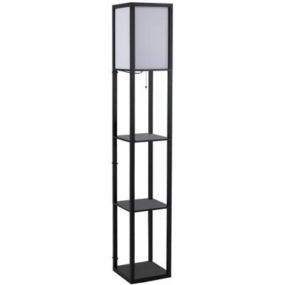 Lámpara de Pie de Madera Homcom con 3 Estantes - Moderna para Salón Dormitorio 26x26x160cm Lámpara de Pie de Madera Homcom con 3 Estantes - Moderna para Salón Dormitorio 26x26x160cm
