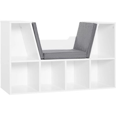 Estante Homcom com Assento - Branco, 102x30x61cm Estante Homcom com Assento - Branco, 102x30x61cm