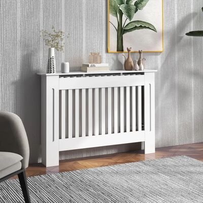 Homcom Cubierta de Radiador Blanca - 112x19x81cm Decoración y Seguridad Homcom Cubierta de Radiador Blanca - 112x19x81cm Decoración y Seguridad