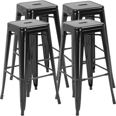 Conjunto de 4 Taburetes de Bar Industriales Homcom - Metálicos Apilables - Negro Conjunto de 4 Taburetes de Bar Industriales Homcom - Metálicos Apilables - Negro