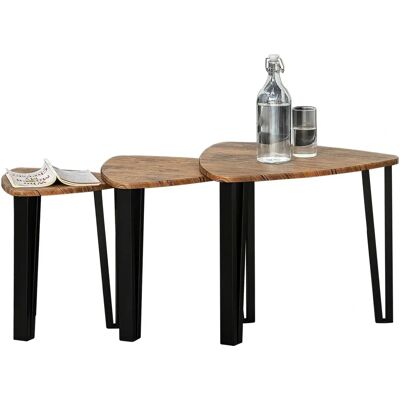 Conjunto de Mesas de Café Nido Homcom - Negro/Nogal - Juego de Mesas Conjunto de Mesas de Café Nido Homcom - Negro/Nogal - Juego de Mesas