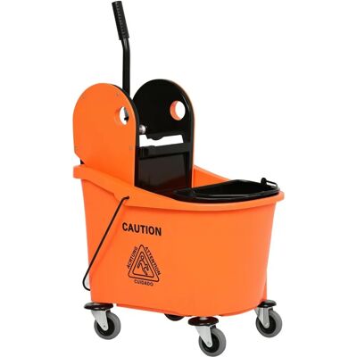 Homcom Cubo para Fregona Comercial Naranja - 36L, 2 Cubetas, 4 Ruedas Silenciosas Homcom Cubo para Fregona Comercial Naranja - 36L, 2 Cubetas, 4 Ruedas Silenciosas