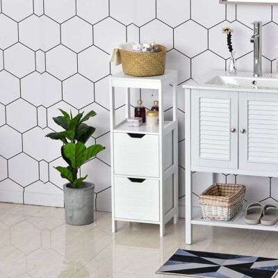 Armario de Baño Blanco Kleankin 30x30x89 cm Gabinete Multifuncional Armario de Baño Blanco Kleankin 30x30x89 cm Gabinete Multifuncional
