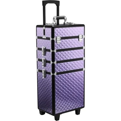 Maletín de Maquillaje Homcom Violeta - Aluminio, 4 Compartimentos Maletín de Maquillaje Homcom Violeta - Aluminio, 4 Compartimentos