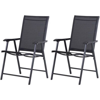 Sillas de Jardín Outsunny - Conjunto de 2 Sillas Plegables de Acero - Negro Sillas de Jardín Outsunny - Conjunto de 2 Sillas Plegables de Acero - Negro