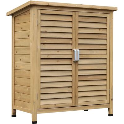 Cobertizo de almacenamiento de jardín de cedro Outsunny con puertas ventiladas Cobertizo de almacenamiento de jardín de cedro Outsunny con puertas ventiladas
