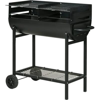 Outsunny Parrilla de Carbón de Acero de 2 Rejas con Ruedas NEGRO Outsunny Parrilla de Carbón de Acero de 2 Rejas con Ruedas NEGRO