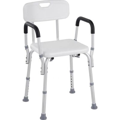 Silla de Ducha Ajustable Homcom con Reposabrazos - Apoyo para Ancianos Silla de Ducha Ajustable Homcom con Reposabrazos - Apoyo para Ancianos