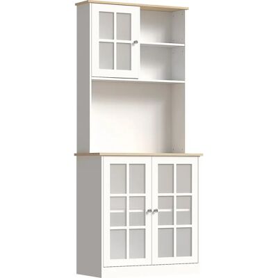 Armario de Cocina Homcom con Puertas de Vidrio 80x37x183cm Armario de Cocina Homcom con Puertas de Vidrio 80x37x183cm