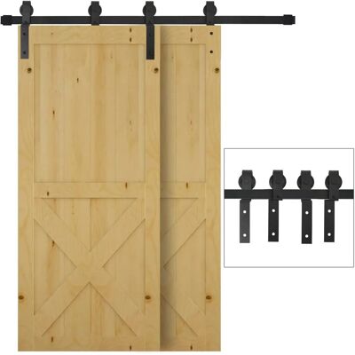 Kit de Puertas Correderas Homcom de Acero al Carbono - Para 2 Puertas Kit de Puertas Correderas Homcom de Acero al Carbono - Para 2 Puertas