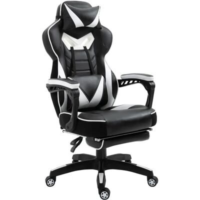Silla Gaming Vinsetto Blanco Negro - Ergonómica, Regulable, Reclinable, Reposapiés - Oficina y Gaming Silla Gaming Vinsetto Blanco Negro - Ergonómica, Regulable, Reclinable, Reposapiés - Oficina y Gaming