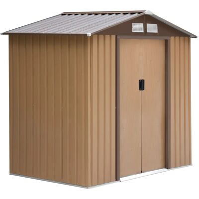 Caseta de jardín Outsunny 213x130x185cm Almacenamiento metálico con 2 puertas Caseta de jardín Outsunny 213x130x185cm Almacenamiento metálico con 2 puertas