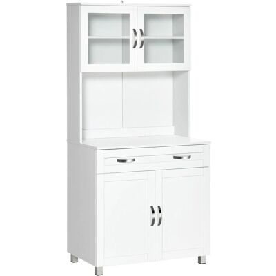Aparador de Cocina Blanco Homcom con Puertas de Cristal - Buffet Aparador de Cocina Blanco Homcom con Puertas de Cristal - Buffet